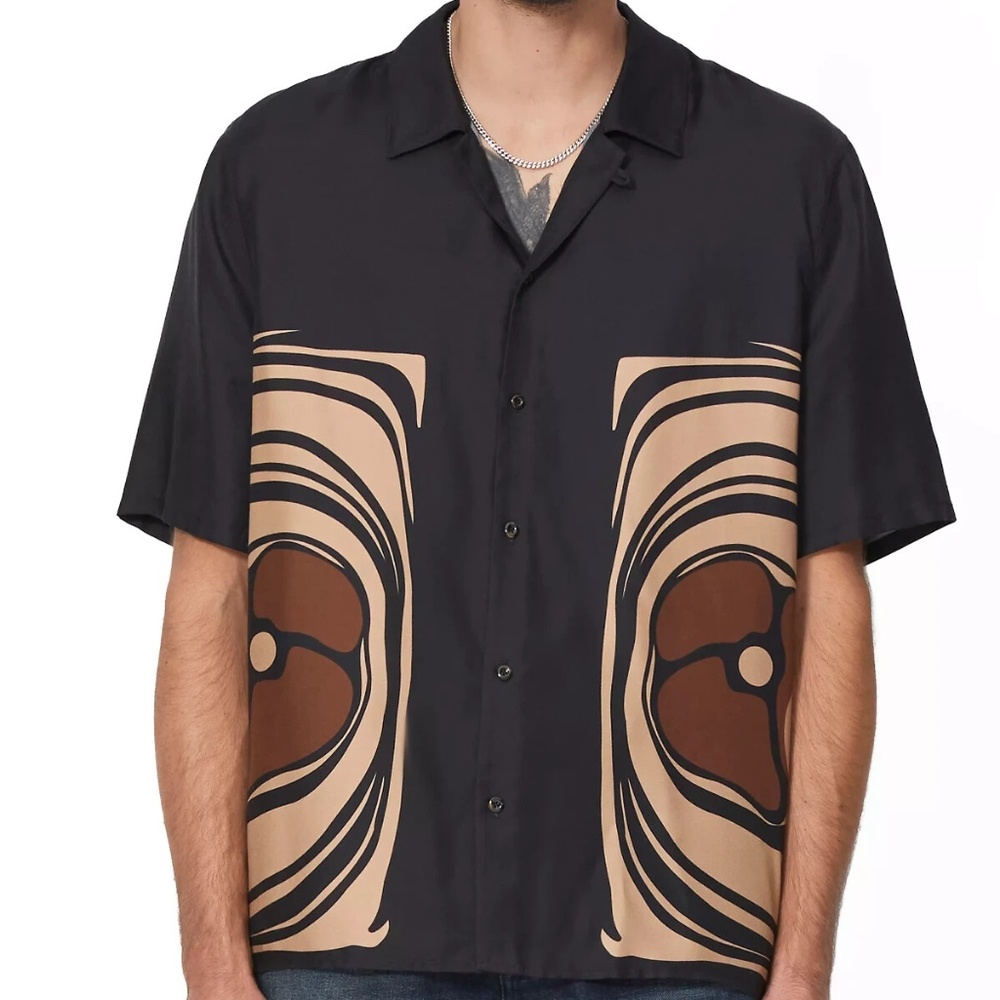 VAYDER Montague Oversize Camp Shirt Silk Blend Short Sleeve - size Large - NEW